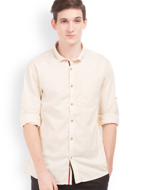 

Cherokee Men Beige Slim Fit Solid Casual Shirt