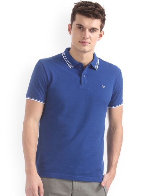 

Ruggers Men Blue Solid Polo Collar T-shirt