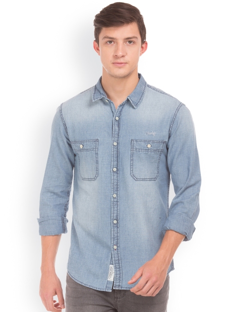 

Cherokee Men Blue Regular Fit Faded Chambray Casual Shirt
