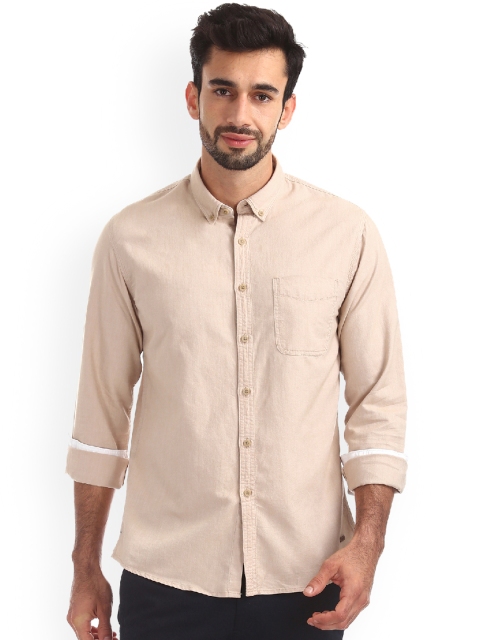 

Cherokee Men Beige Regular Fit Solid Casual Shirt