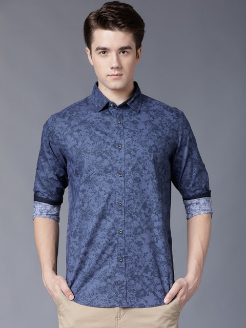 

LOCOMOTIVE Men Navy Blue Slim Fit Printed Casual Shirt