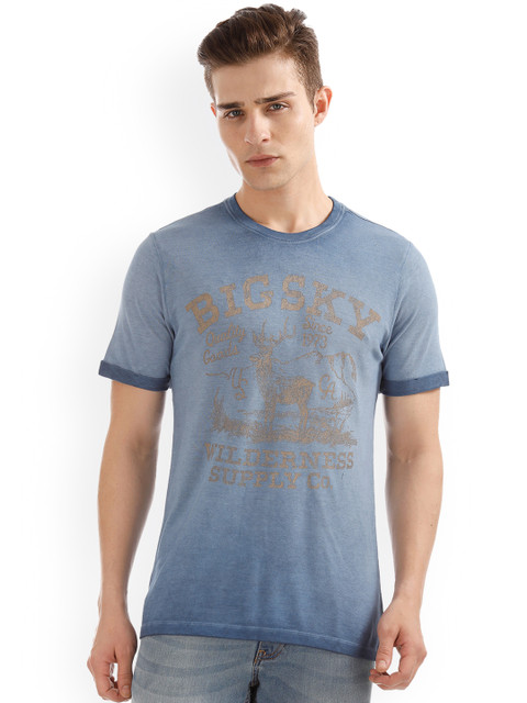 

Cherokee Men Blue Printed Round Neck T-shirt