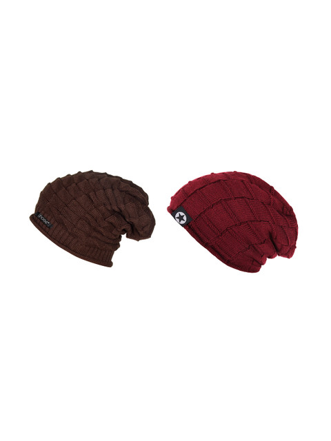 

NOISE Unisex Brown & Red Solid Beanie