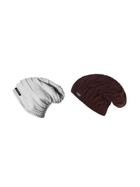 

NOISE Unisex Grey & Brown Solid Beanie