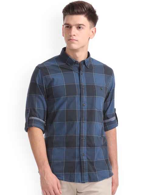 

Cherokee Men Blue Regular Fit Checked Casual Shirt