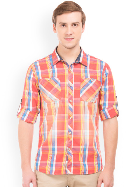 

Cherokee Men Red Slim Fit Checked Casual Shirt