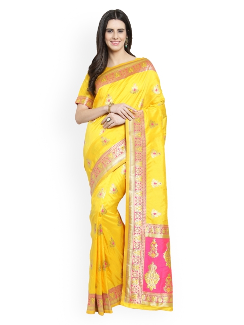 

Shaily Yellow Pure Silk Woven Design Banarasi Saree