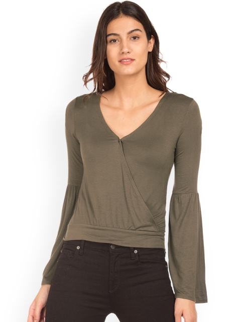 

Aeropostale Women Olive Green Solid Top