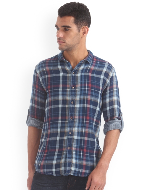 

Cherokee Men Blue Regular Fit Checked Casual Shirt