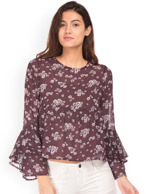 

Aeropostale Women Brown Printed Top