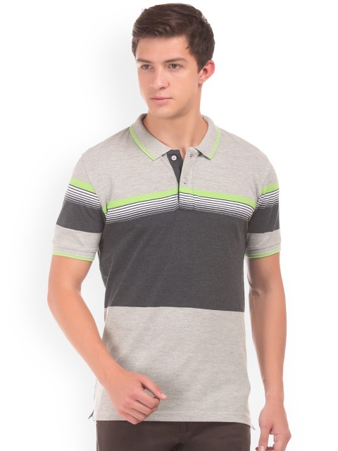 

Ruggers Men Grey Colourblocked Polo Collar T-shirt