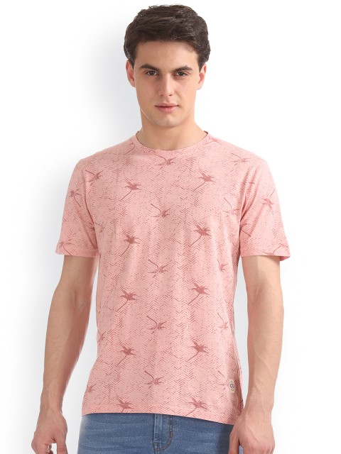

Cherokee Men Pink Printed Round Neck T-shirt