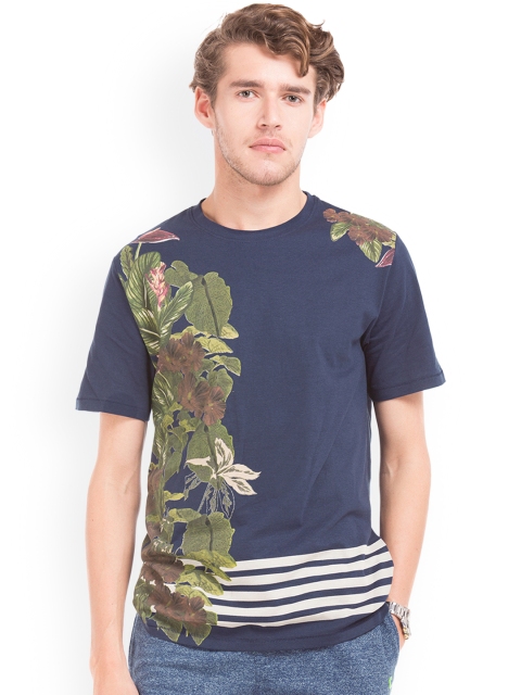 

Colt Men Navy Blue Printed Round Neck T-shirt