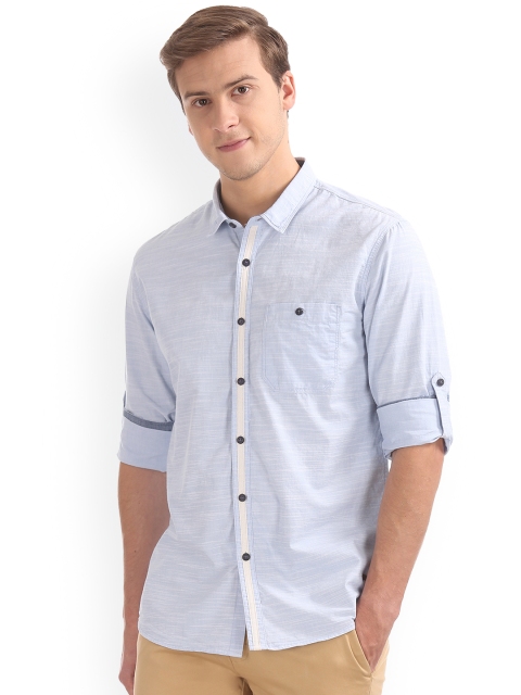 

Cherokee Men Blue Contemporary Regular Fit Self-Design Casual Shirt
