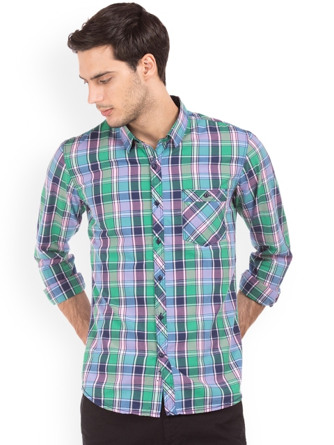 

Colt Men Green Slim Fit Checked Casual Shirt