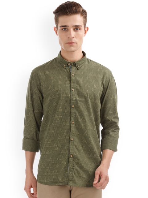 

Cherokee Men Olive Green Regular Fit Printed Casual Shirt