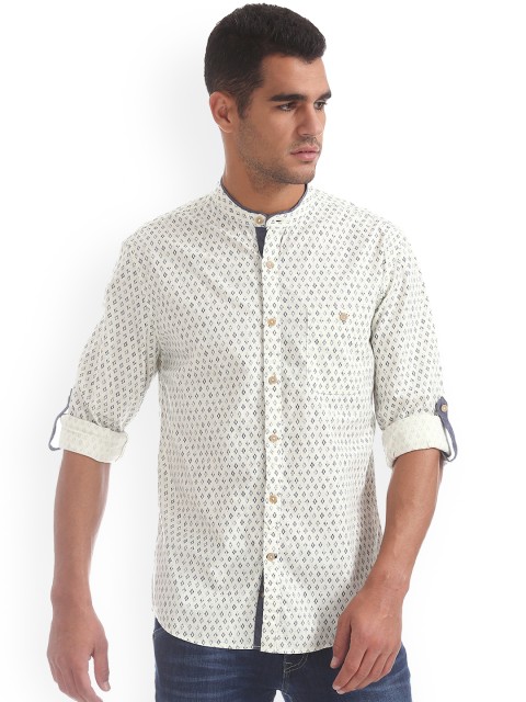 

Cherokee Men White Regular Fit Printed Casual Shirt