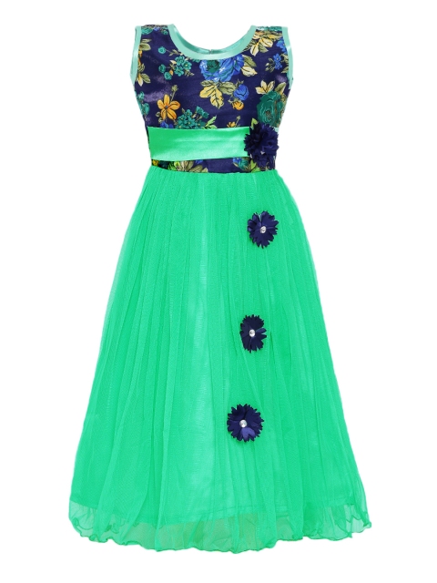 

Kidling Girls Green Floral Printed Fit and Flare Dress