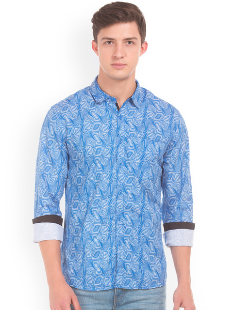 

Colt Men Blue Regular Fit Printed Casual Shirt