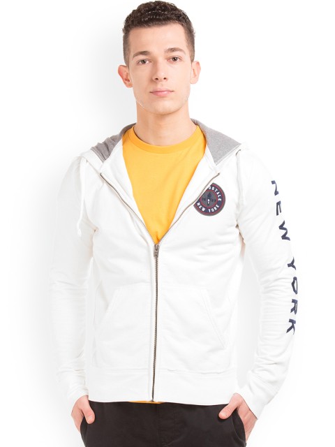 

Aeropostale Men White Solid Hooded Sweatshirt
