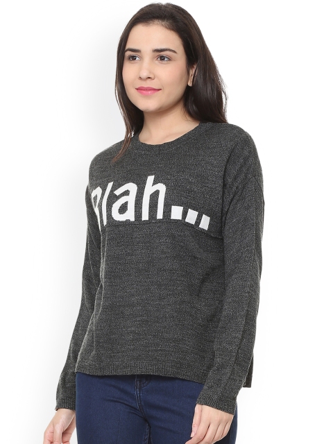

People Women Grey Printed Pullover