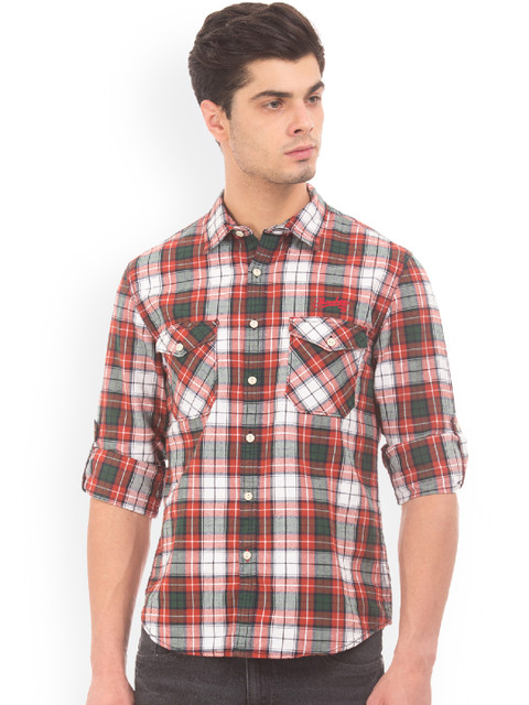 

Cherokee Men Red Regular Fit Checked Casual Shirt