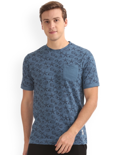 

Cherokee Men Blue Printed Round Neck T-shirt