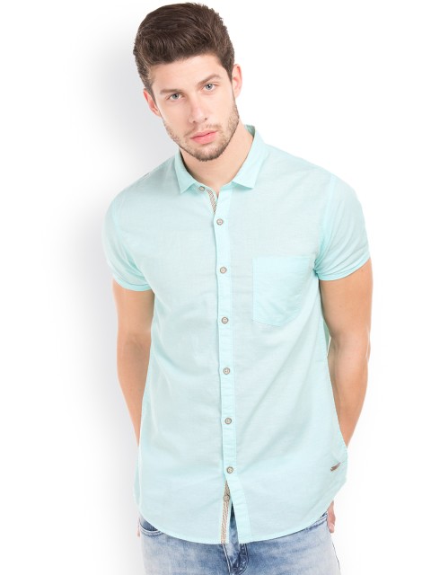 

Cherokee Men Blue Regular Fit Solid Casual Shirt