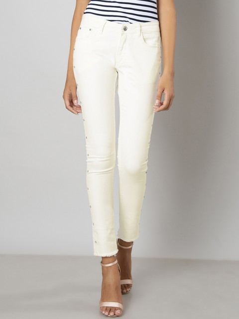 

FabAlley Women White Skinny Fit Mid-Rise Clean Look Stretchable Jeans