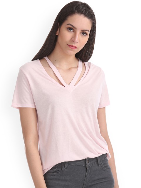 

Aeropostale Women Pink Solid Top
