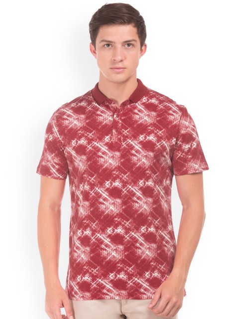 

Ruggers Men Red & White Printed Polo Collar T-shirt