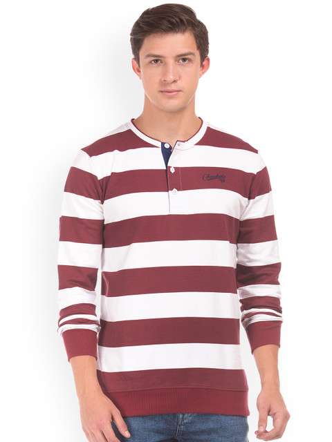 

Cherokee Men Maroon & White Striped Sweatshirt