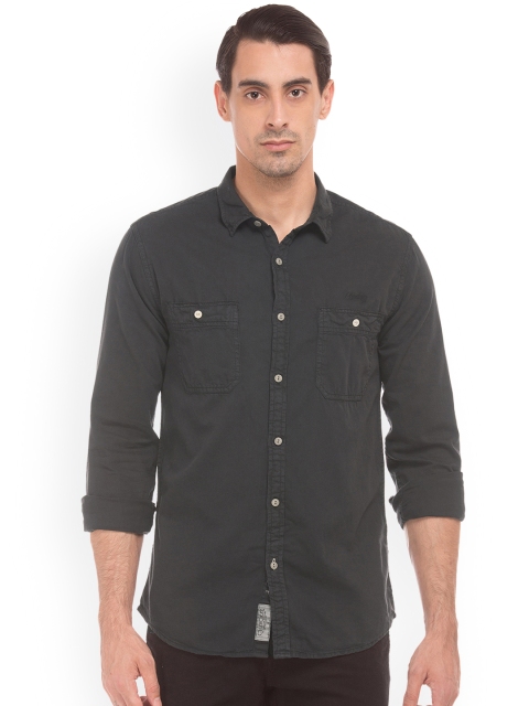 

Cherokee Men Black Regular Fit Solid Casual Shirt