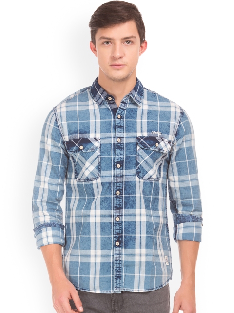 

Cherokee Men Blue Regular Fit Checked Casual Shirt