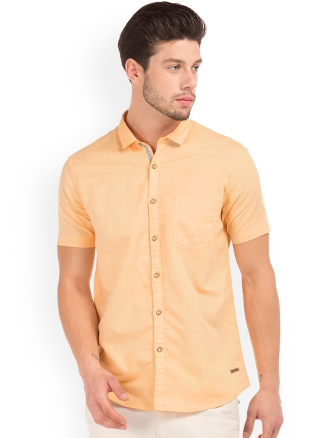 Cherokee Men Orange Regular Fit Solid Casual Shirt