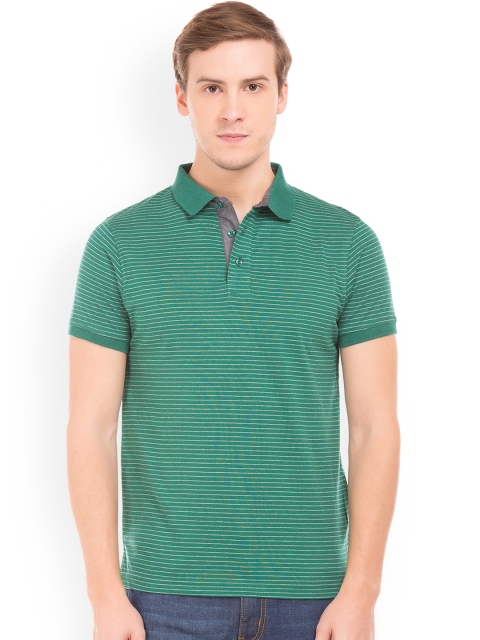 

Ruggers Men Green Striped Polo Collar T-shirt