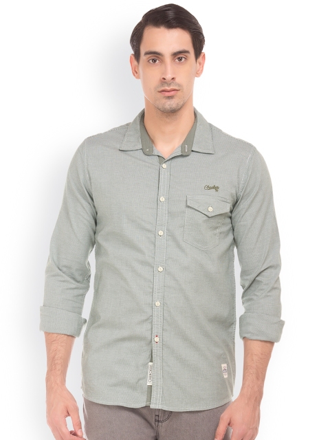 

Cherokee Men Green Regular Fit Self Design Casual Shirt