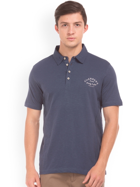 

Cherokee Men Blue Solid Polo Collar T-shirt