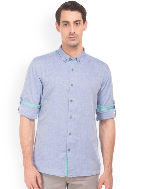

Cherokee Men Blue Regular Fit Self Design Casual Shirt