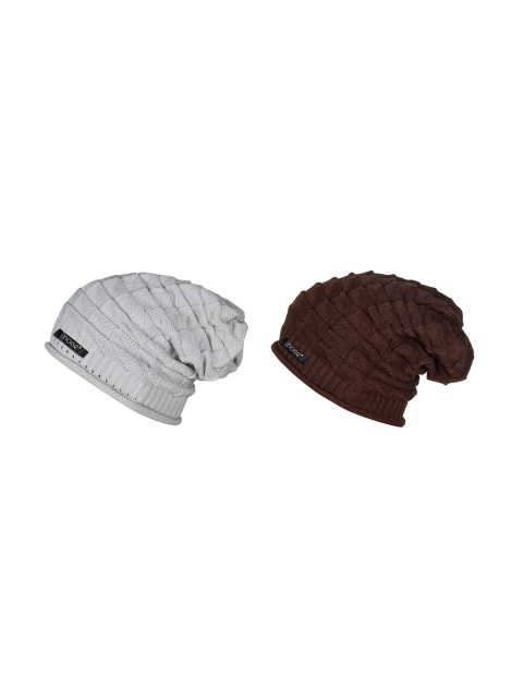 

NOISE Unisex Brown & Grey Solid Beanie