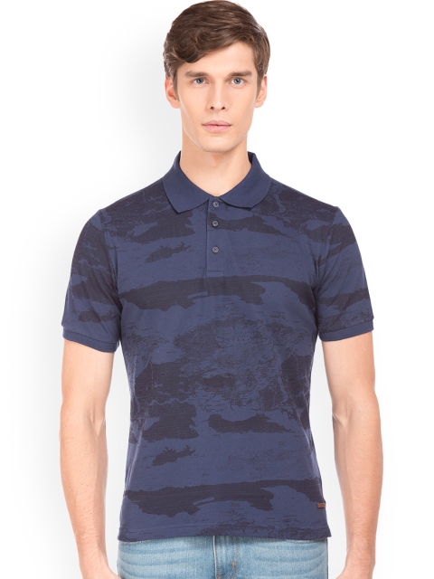 

Cherokee Men Blue Printed Polo Collar T-shirt