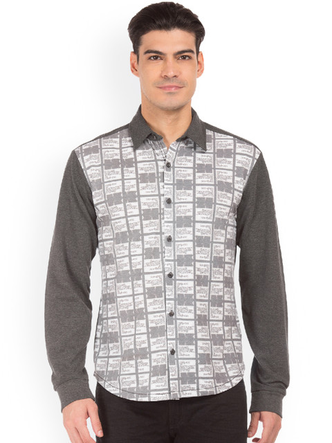 

Colt Men Grey & White Regular Fit Checked Casual Shirt