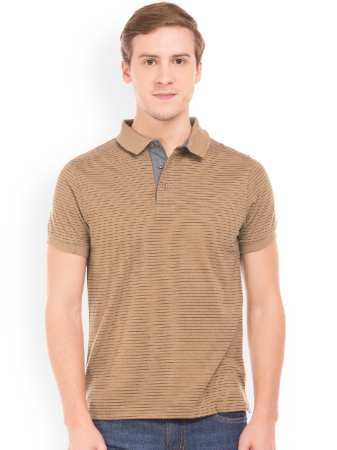 

Ruggers Men Brown Striped Polo Collar T-shirt