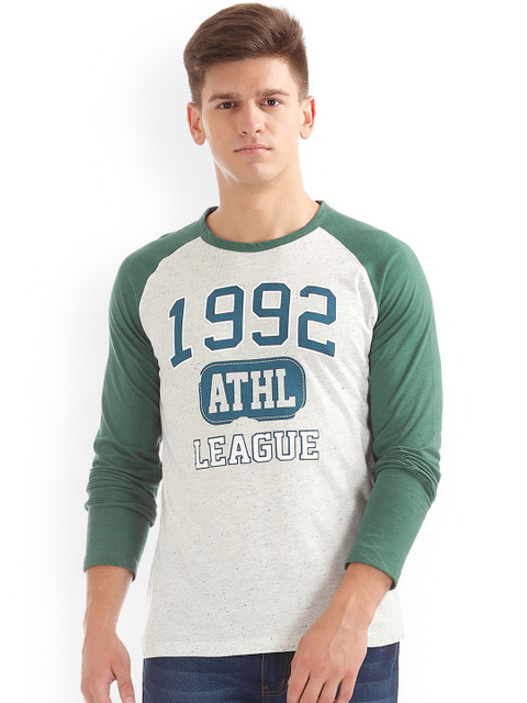 

Colt Men White & Green Printed Round Neck T-shirt