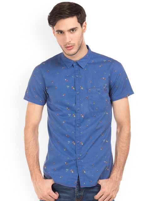 

Colt Men Blue Slim Fit Printed Casual Shirt