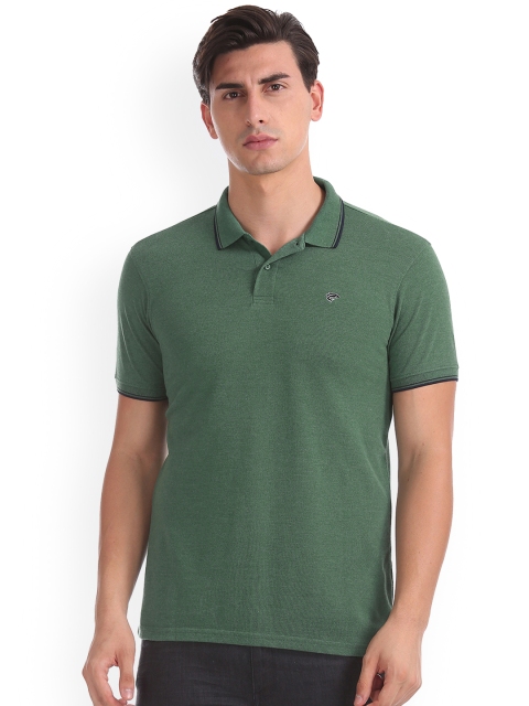 

Ruggers Men Olive Green Solid Polo Collar T-shirt