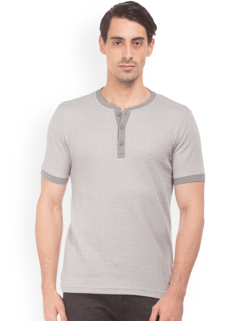 Cherokee Men Grey Printed Henley Neck T-shirt