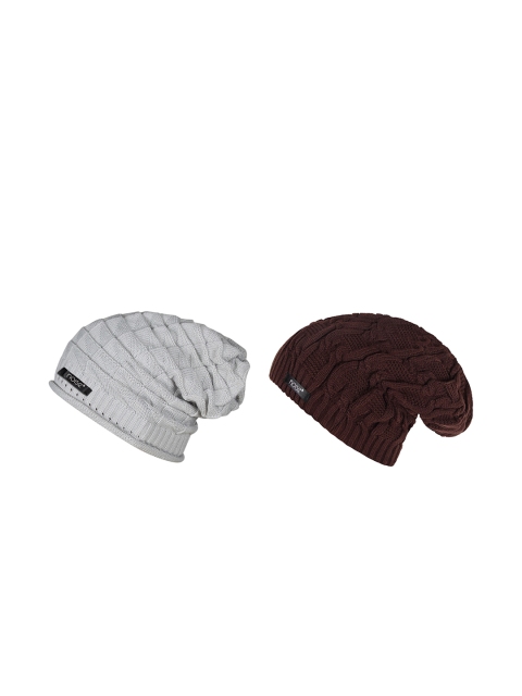 

NOISE Unisex Pack Of 2 Solid Beanies, Grey