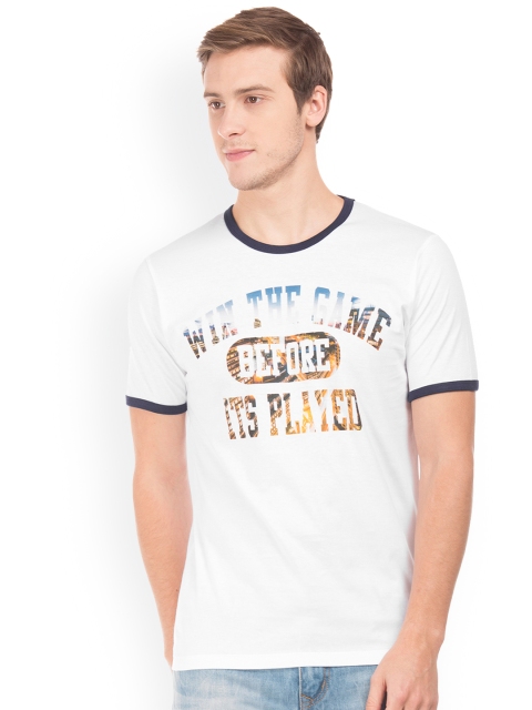 

Colt Men White Printed Round Neck T-shirt
