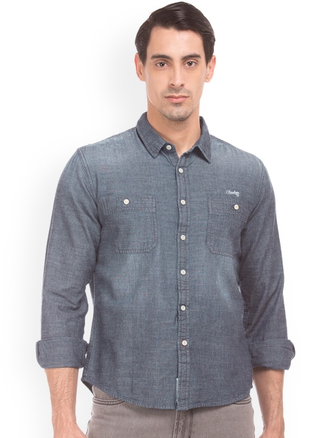 

Cherokee Men Blue Regular Fit Faded Chambray Casual Shirt